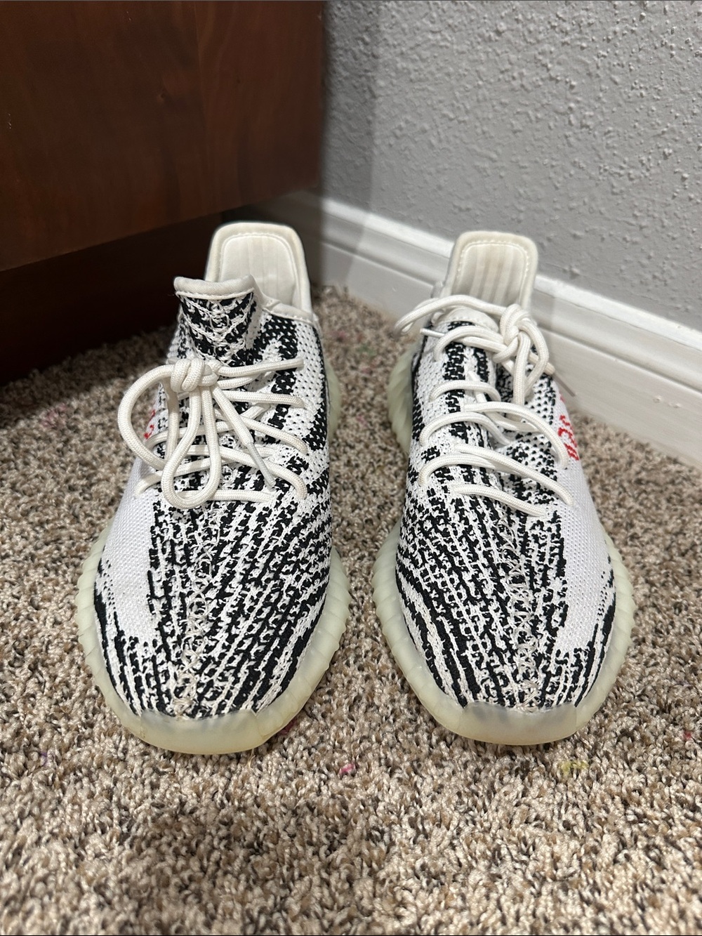 adidas Kids Black & White Patterned Knit Sneakers